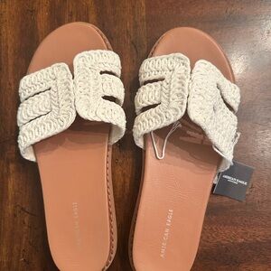American Eagle Outfitters Cream Braided Sandals